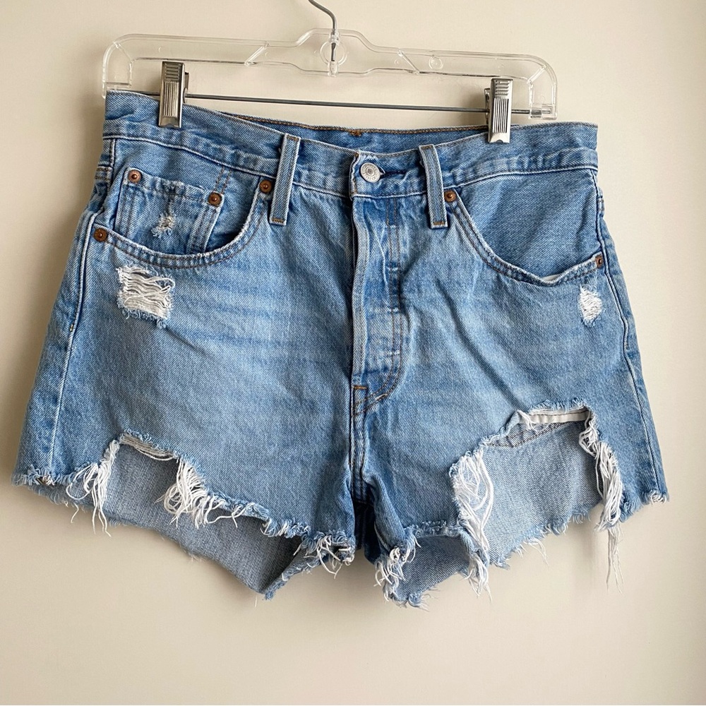 Levi’s 501 High Rise Distressed Denim Cut-off Shorts